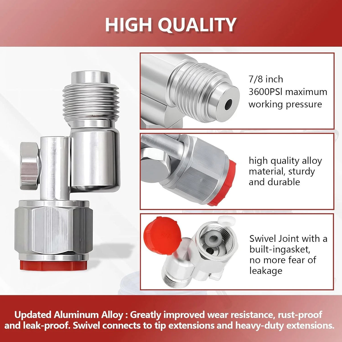 2 Pack 235486 7/8 Inch Airless Paint Spray Gun Swivel Joint Compatible silver