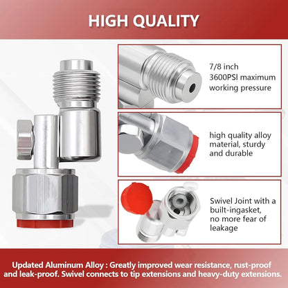 2 Pack 235486 7/8 Inch Airless Paint Spray Gun Swivel Joint Compatible silver