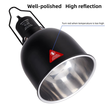 DXOPHIEX 5.5inch Deep Dome Reptile Heat Lamp deep dome, Black
