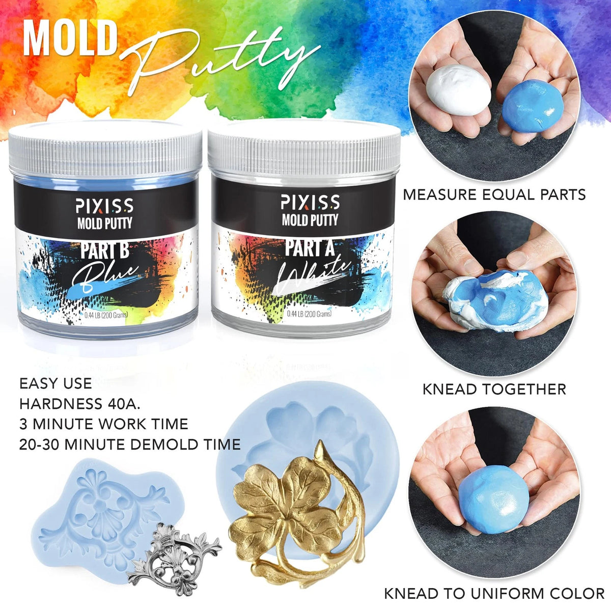 Mold Putty Silicone Making Kit, Super Easy 1:1 Mix Putty, 7/8 Lb Blue