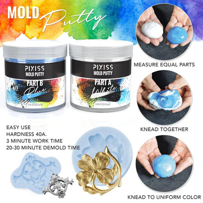 Mold Putty Silicone Making Kit, Super Easy 1:1 Mix Putty, 7/8 Lb Blue