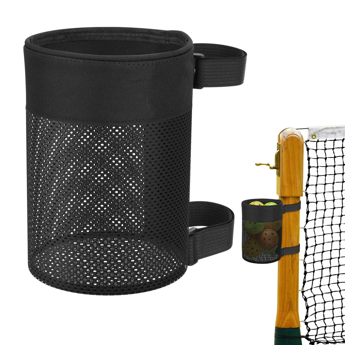 Cosmos Pickleball Ball Holder Adjustable Hanging Bag for One Size, Black