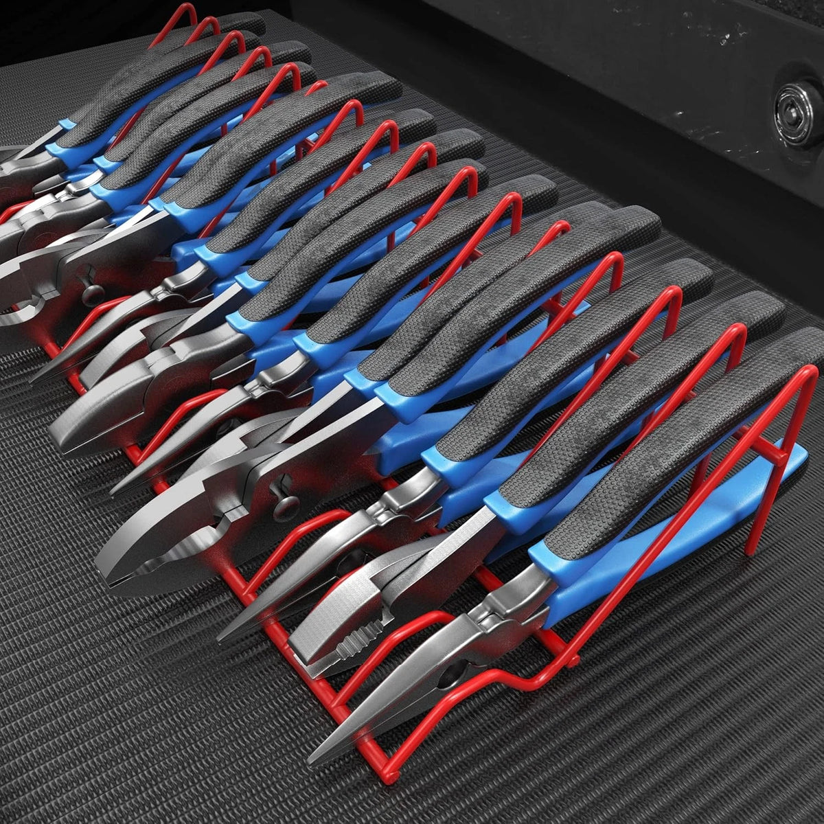 Olsa Tools Plier Rack - Red Organizer for Tool Box Drawer 16 Slots,