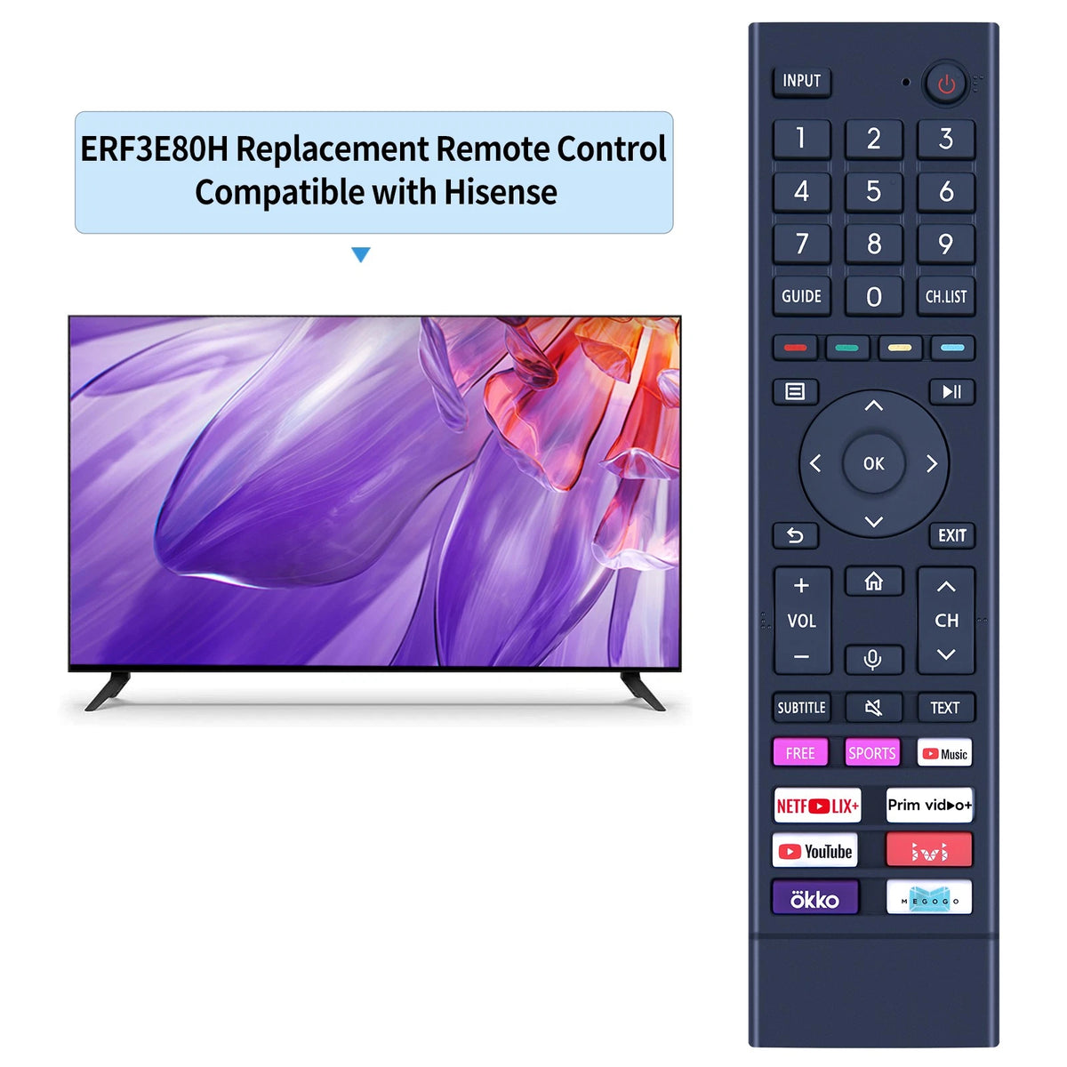 ERF3E80H Replacement Remote Control For Hisense Smart TV