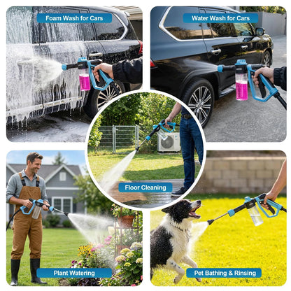 Car Wash Foam Gun for Garden Hose, with Microfiber Universal Size, Blue