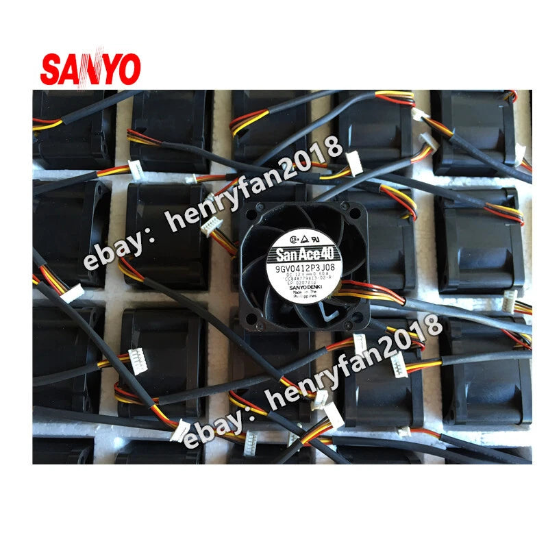 SANYO DENKI 9GV0412P3J08 DC 12V 0.60A 40*40*28MM 4-Pin Server Cooling Fan