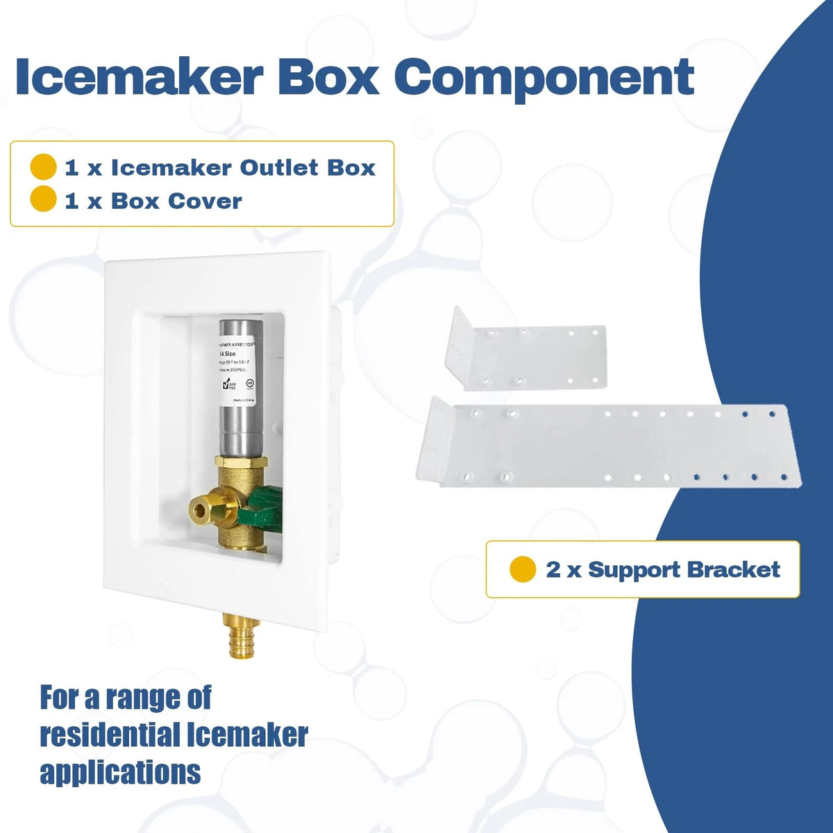 1-PACK GUOFIS Icemaker Outlet Box with 1/2" PEX Crimp Inlet Connect Crimp/SS