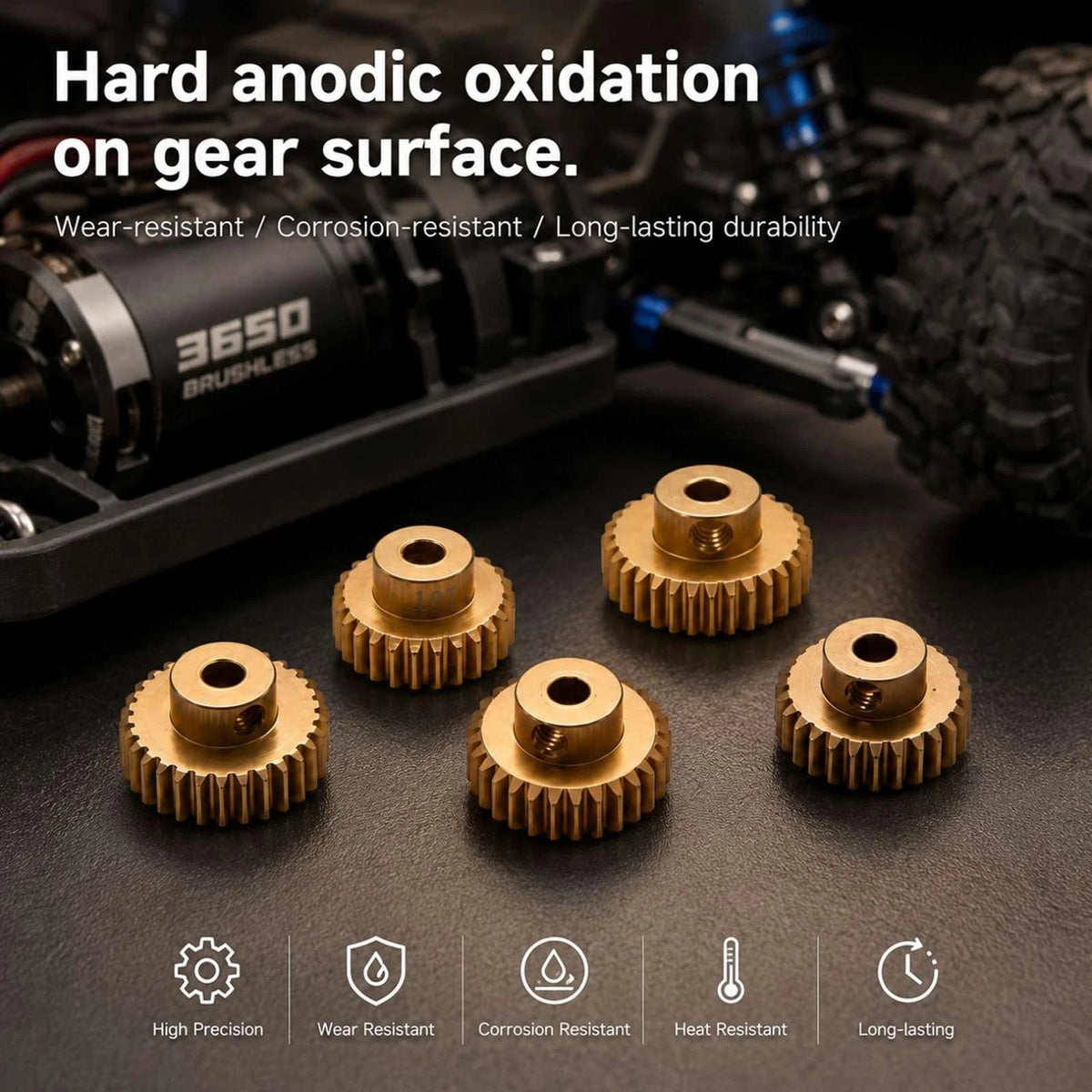 1Set 21T-25T Aluminum Pinion Gear For 1/10 RC Car Brushed Brushless Motor Parts/