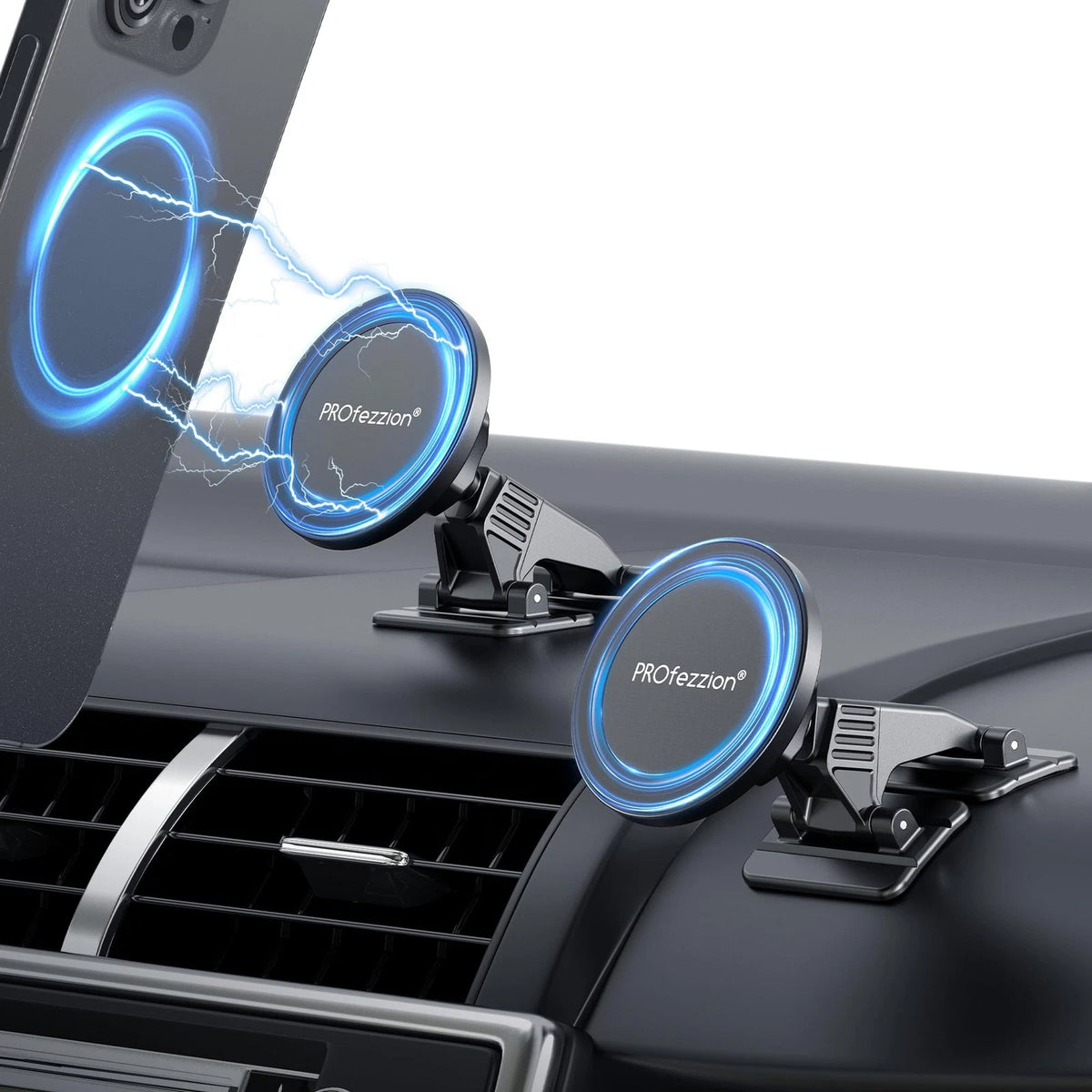 PROfezzion 2-Pack Compatible with MagSafe Car Mount, Magnetic Phone Black
