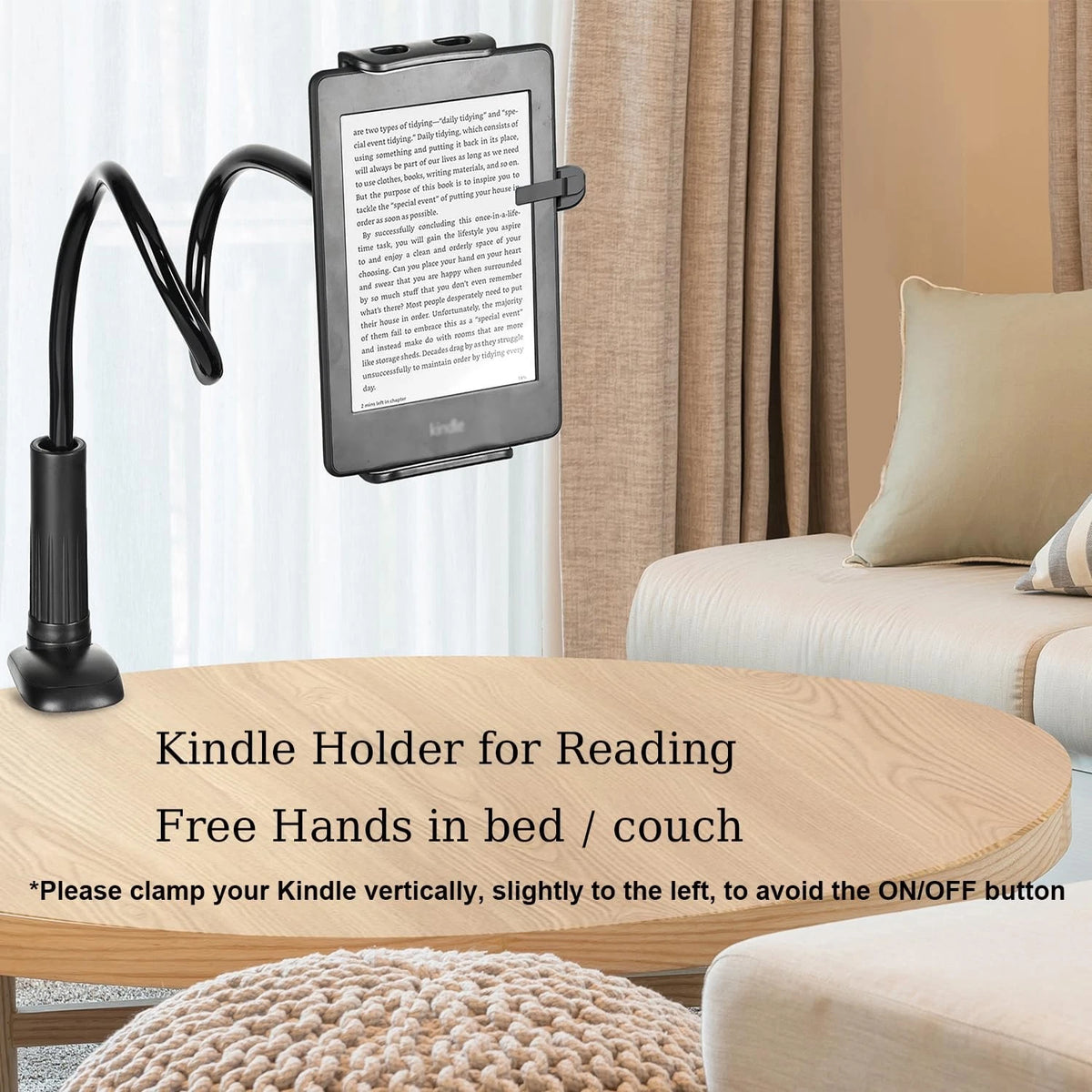 SRMATE Gooseneck Tablet Kindle Holder Stand for Bed 33 inches, Black-33inch