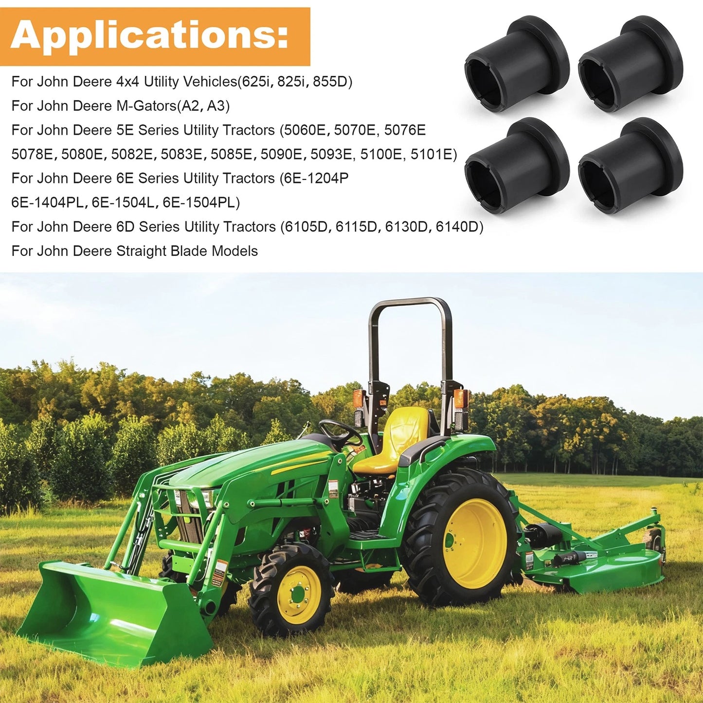 4Pcs A-Arm Bushing For John Deere Gator 625i 825i 5E 6E 6D M158746