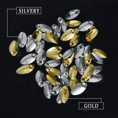Akamino 60 Pcs Gold and Sliver Fishing Lures Making Small, Large, Gold,Silver