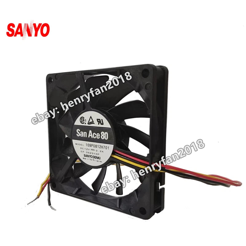 SANYO Denki Fan 109P0812H701 DC 12V 0.2A 80*80*15mm 2.4W Axial Cooling Fan