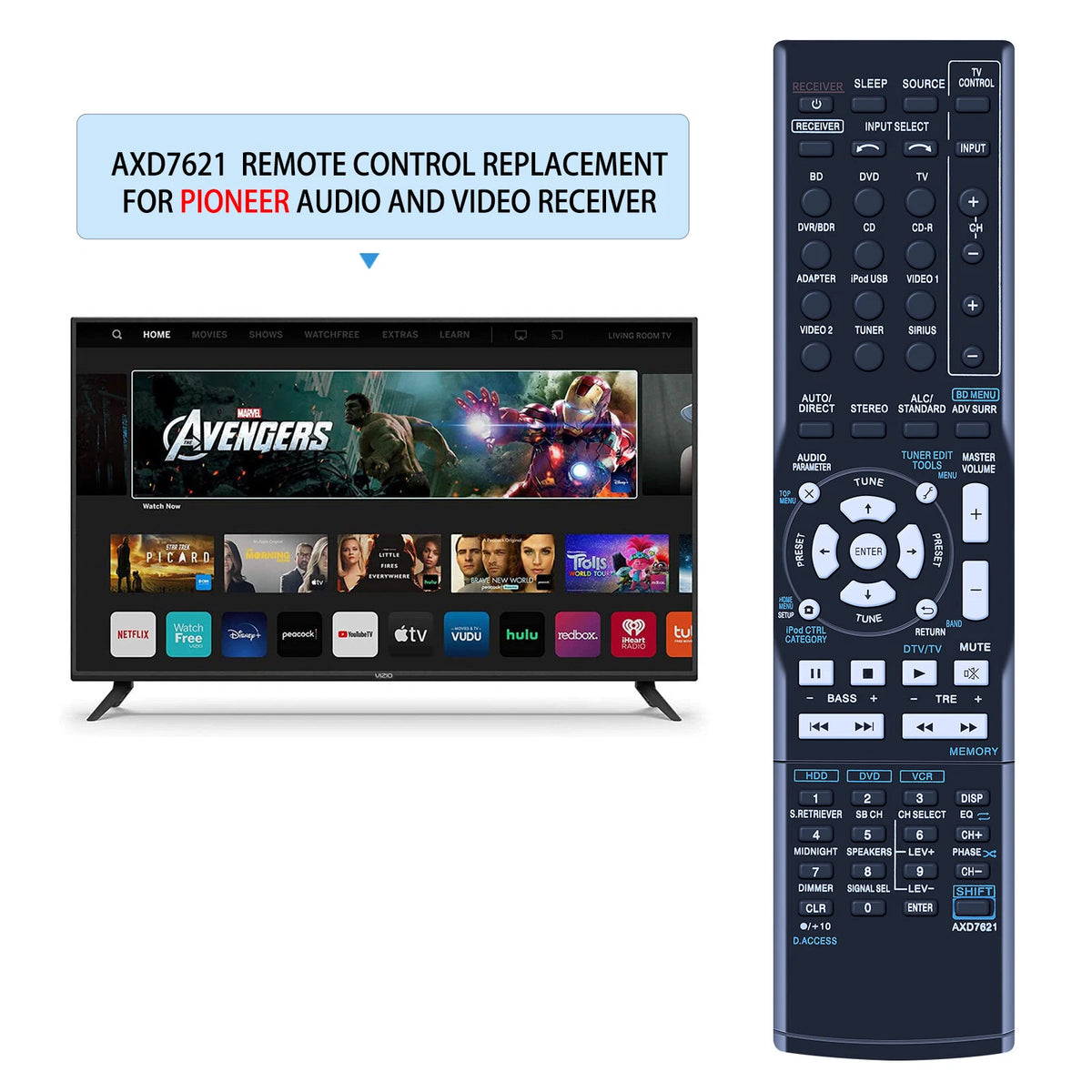 AXD7621 Replace Remote Control For Pioneer AV Receiver VSX-821K VSX-921K