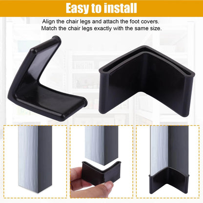 Metal Bed Frame End Caps, L Shape Rubber Caps for 1-1/2" x 1-1/2", Black