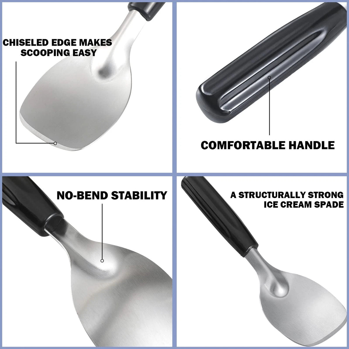 POWSHELF 2 Pack Ice Cream Spade - Stainless Steel Flat 9.4*7.1, Silver