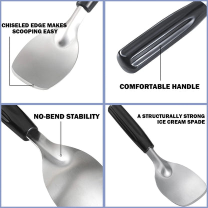 POWSHELF 2 Pack Ice Cream Spade - Stainless Steel Flat 9.4*7.1, Silver