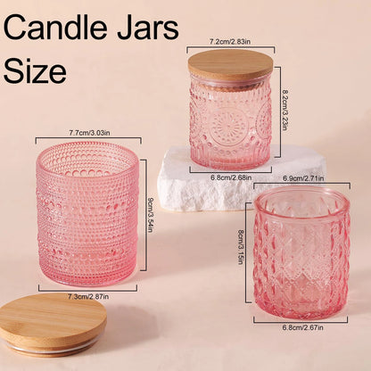 DARJEN 12 Pack Pink Candle Jars for Making Candles- 3 Styles Glass
