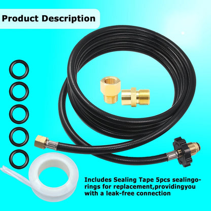 12FT Propane Torch Hose, G3/8"-19 Thread Weed Burner Flame 12 Feet, ‎Black
