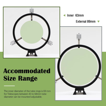 Astromania Adjustable Guiding Scope Ring Set with Plate Inside Diameter -90MM