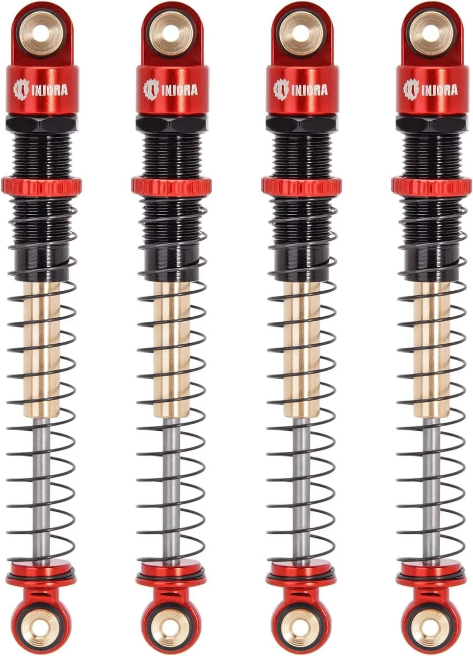 INJORA 51mm Shocks-Long Travel Threaded Double Barrel Damper for Axial Red
