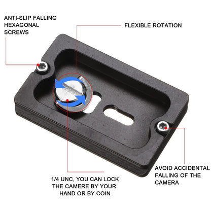 Frienda 2 Pieces Metal Quick Release Plate with 1/4''-20 Camera 60mm, Black