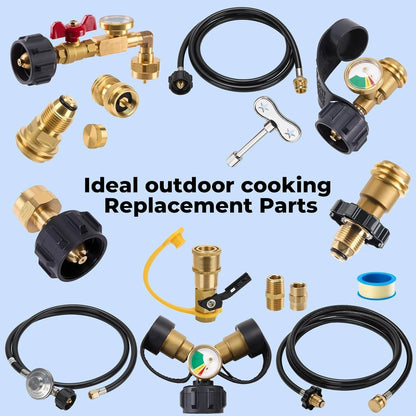 Propane Tank Splitter with Gauge 2 Way, Y Adapter Shut Off...