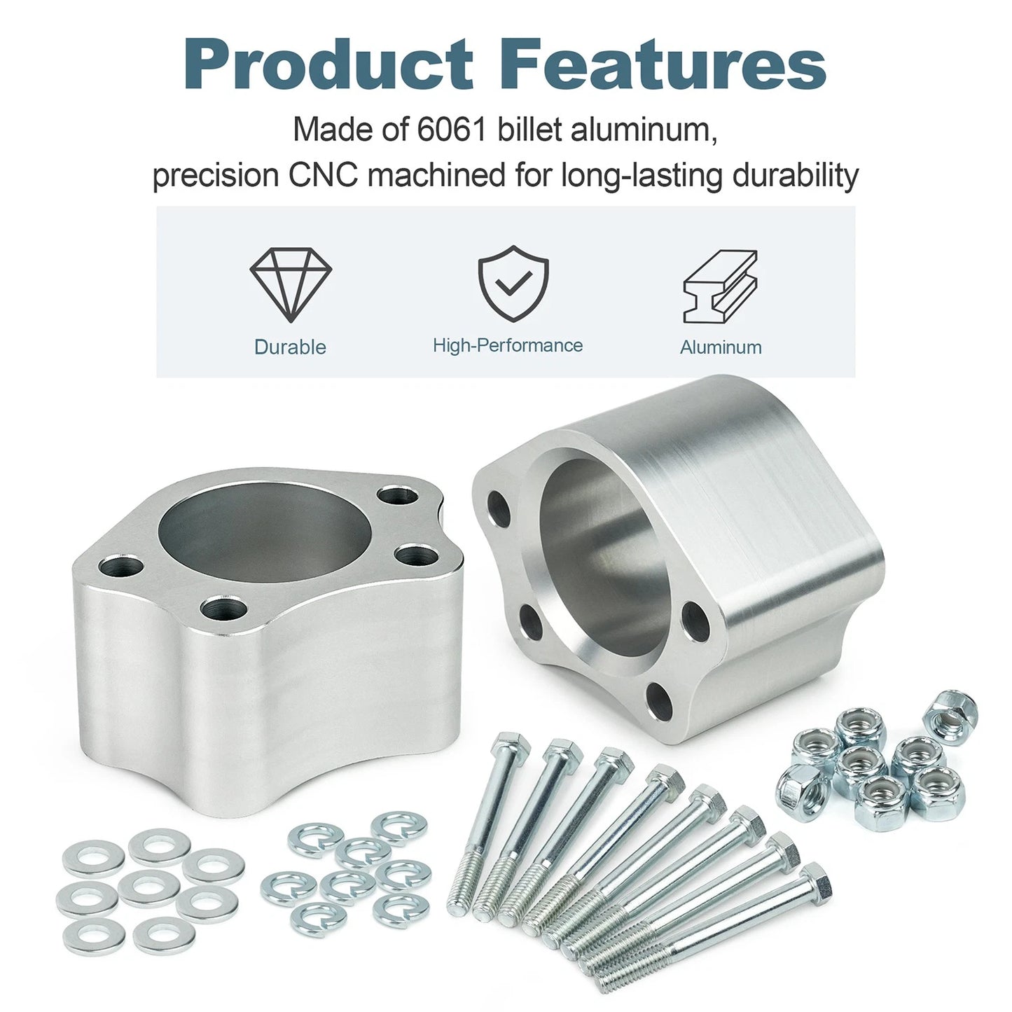 Silver 2 Inch UCA Ball Joint Spacers Leveling Kit For Chevrolet Silverado GMC