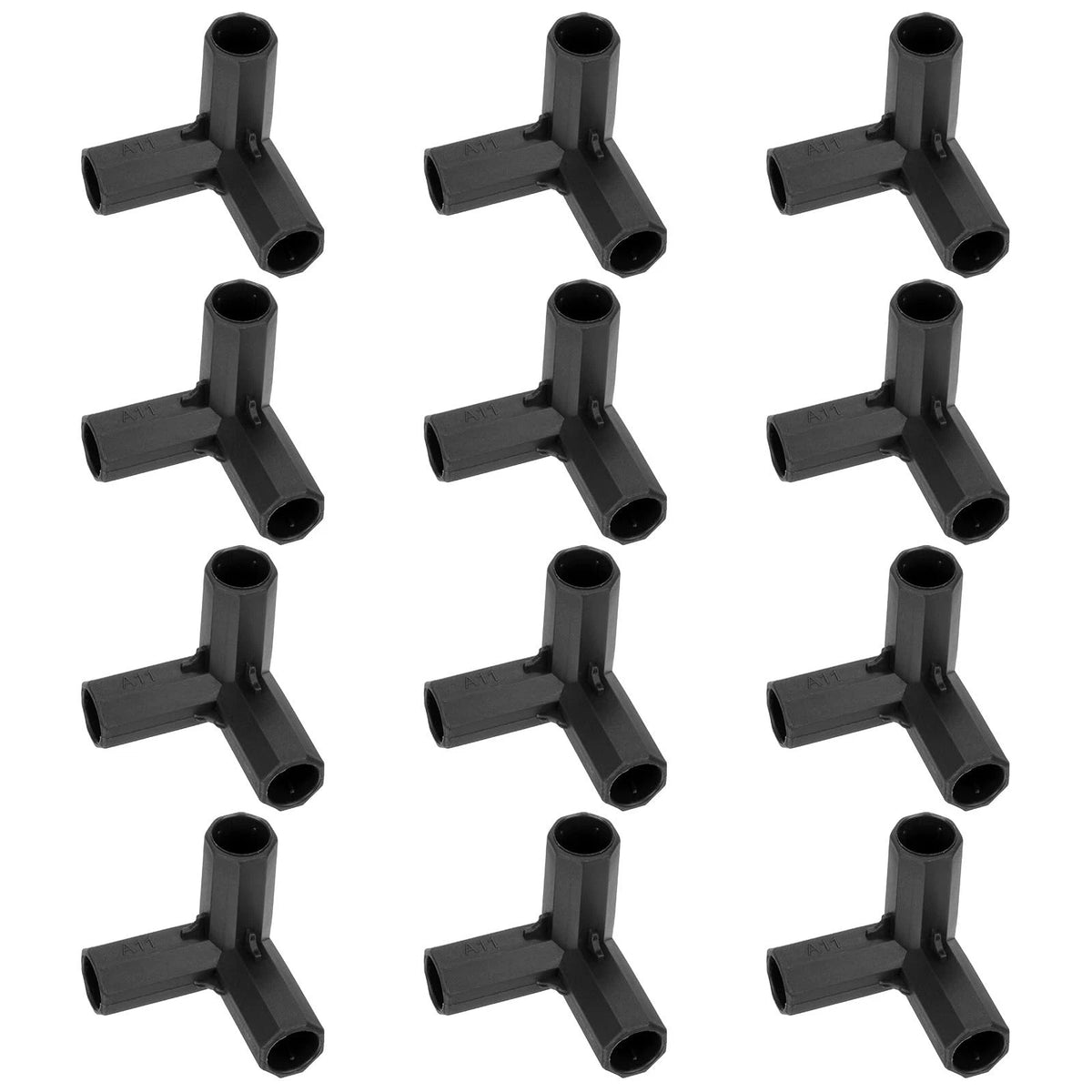 M METERXITY 4 Pcs 11mm Greenhouse Frame Building 3 Way Right Angle, Black