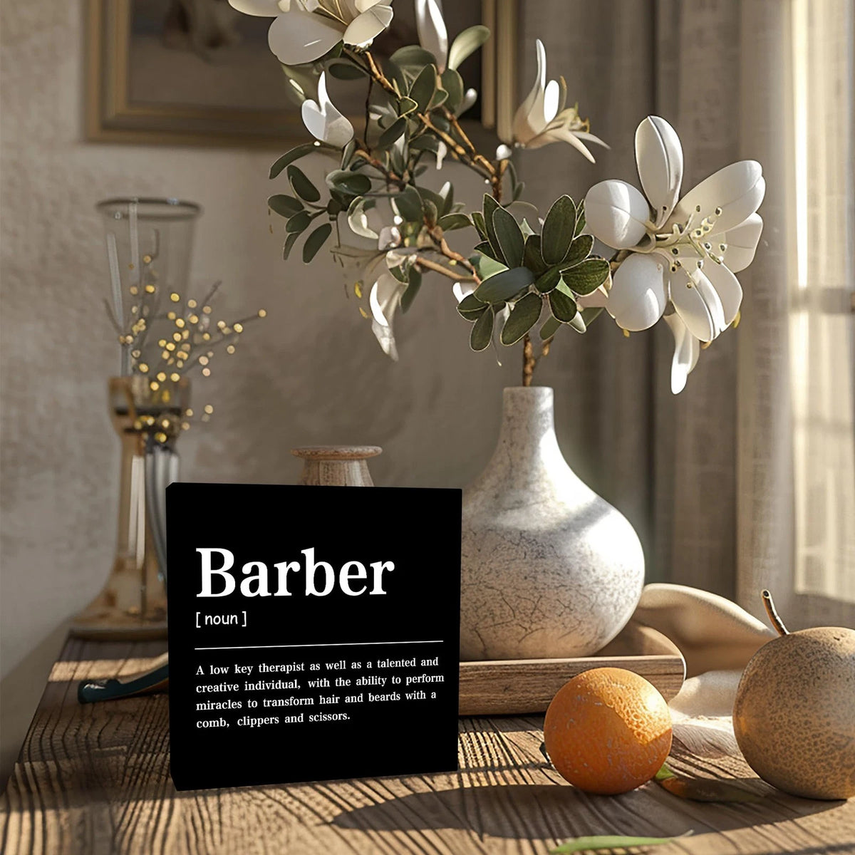 CUANFDDSF Barbershop Hair Salon Decor Wooden Box 5 x 5 inches, Barber - 1