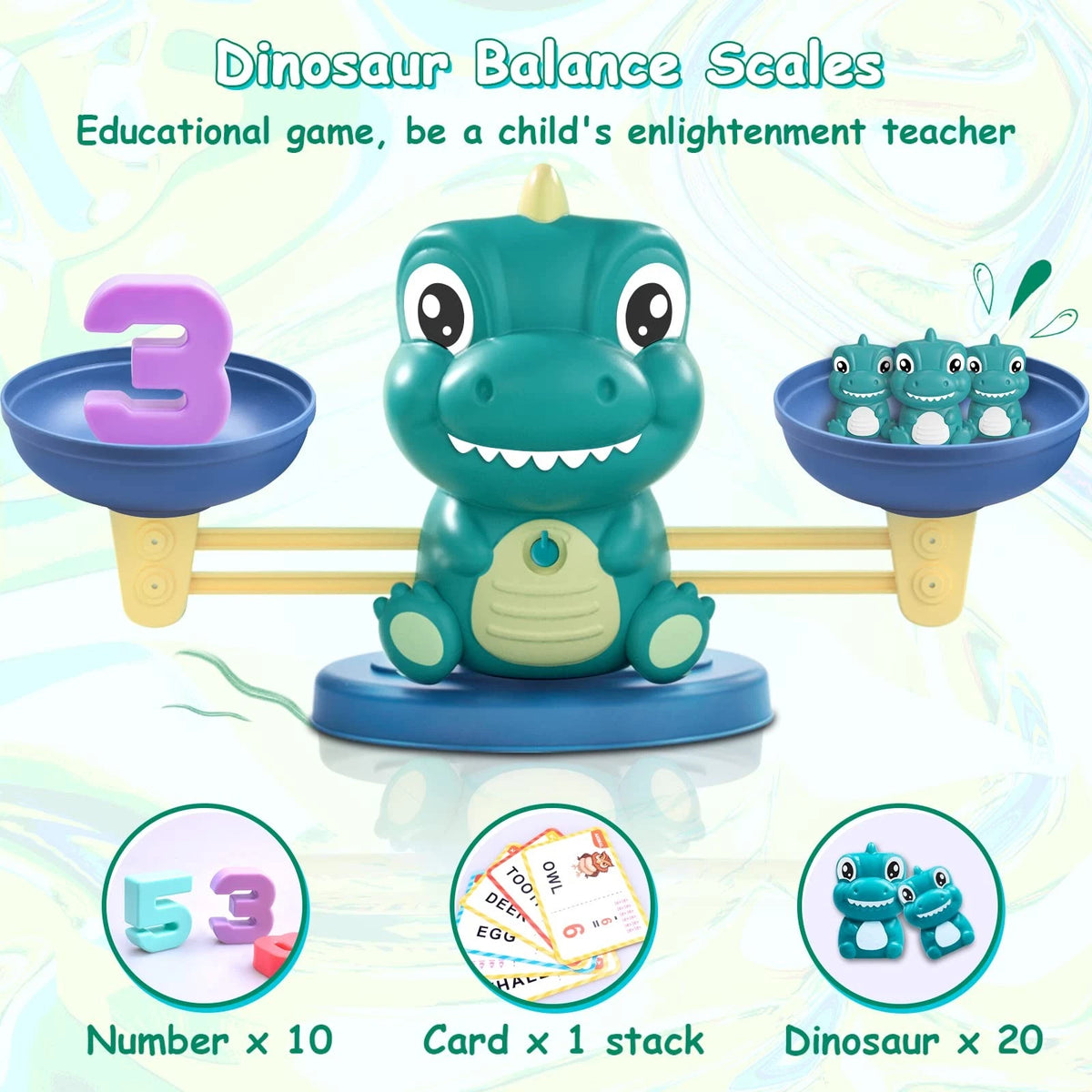 Kaodezhu Dinosaur Math Balance Toys - 10.62 x 8.66 x 5.11 inch, Basic Green