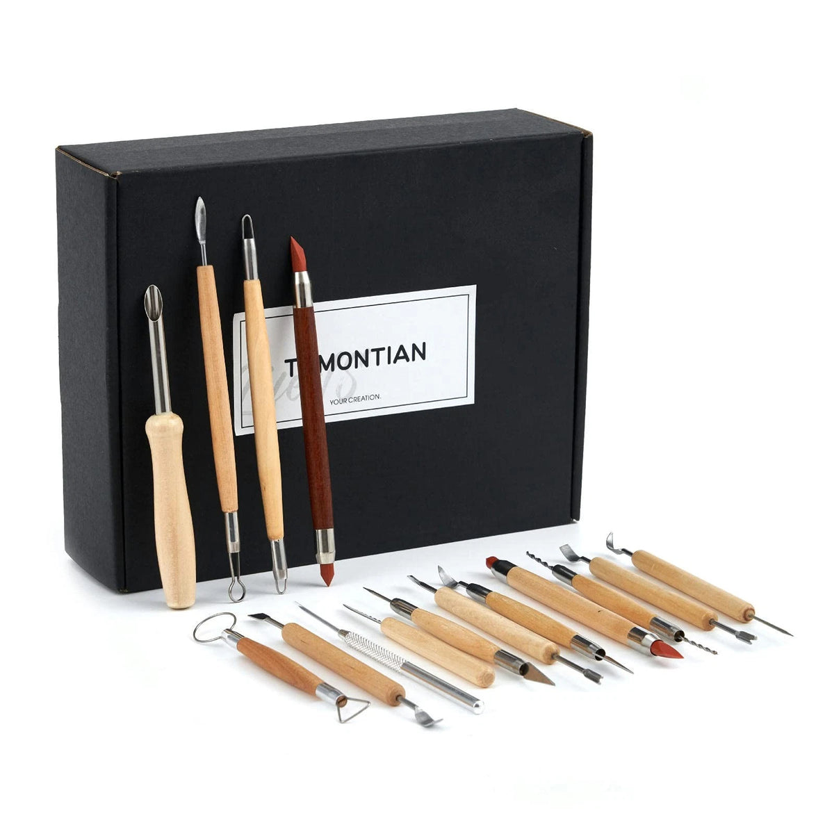 TEMONTIAN Pottery Tool Kit，Clay Sculpting Tools,43 Pcs Double Sided BLACK