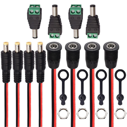 weideer 12Pcs 10A DC Power Jack Cord Socket Male and Female Socket, Black