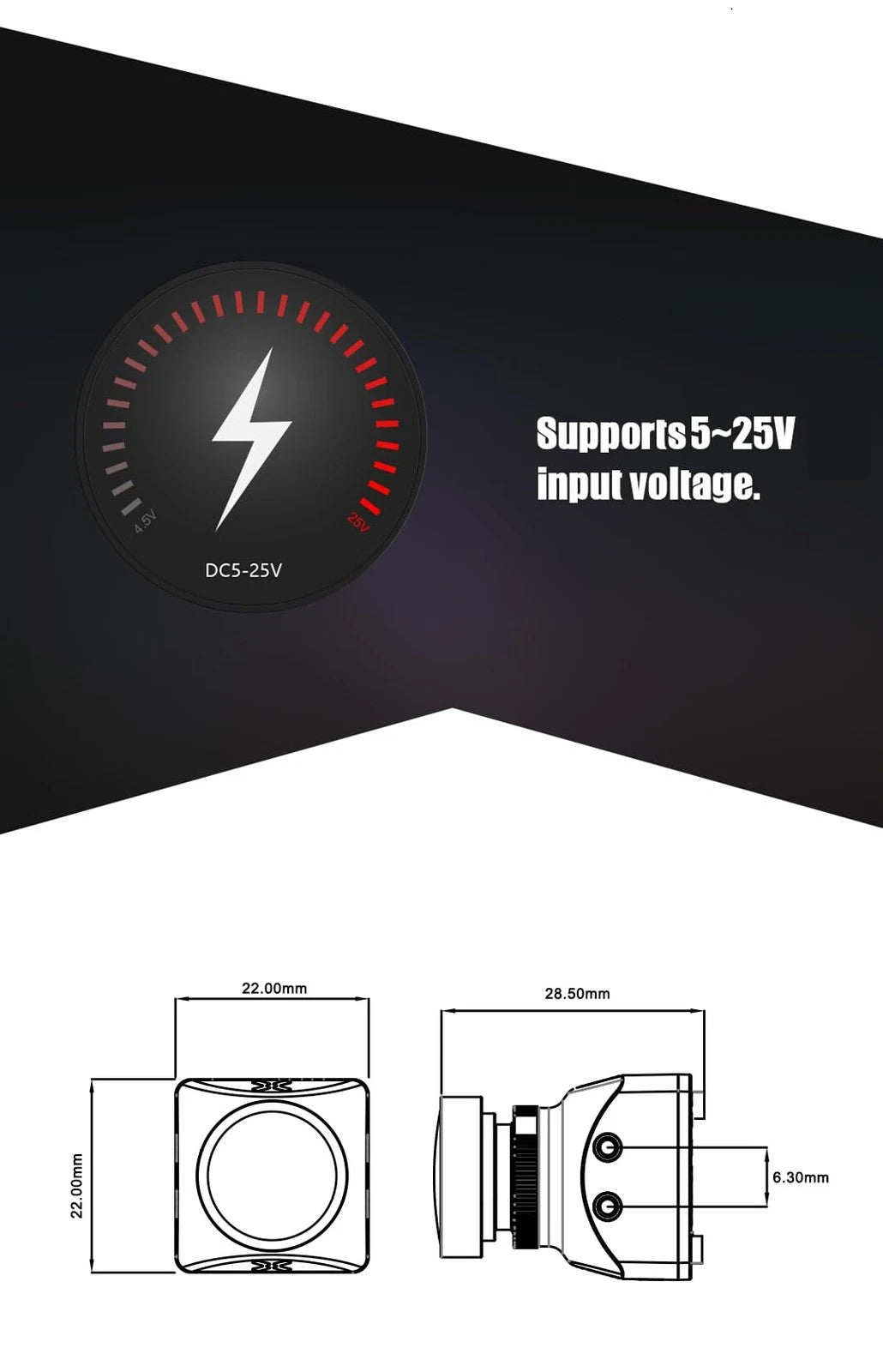 FOXEER FPV Camera Razer Mini 1200TVL 1/3" CMOS Sensor 2.1mm Mini, Black