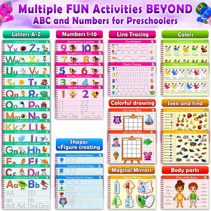 Curious 2 Learn Hardcover Preschool Activity Workbook for Kids Medium, Pink