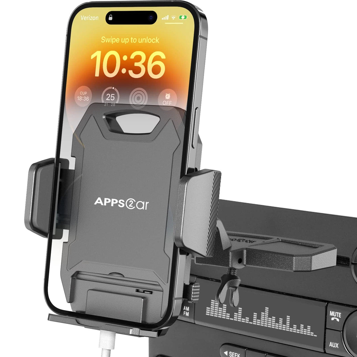 APPS2Car Sturdy CD Slot Phone Mount with One Hand Operation Medium, Black