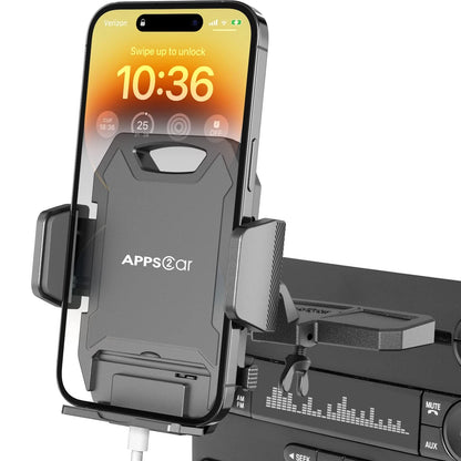 APPS2Car Sturdy CD Slot Phone Mount with One Hand Operation Medium, Black