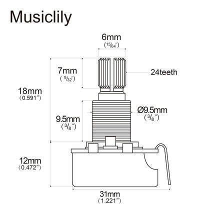 CTS 450 A500K Pots Standard Split Shaft 3/8 Inch 10% Audio Taper x 4