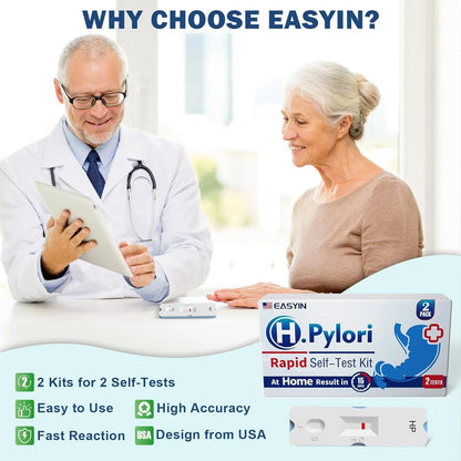 H Pylori Test Kit: 2 PCS Fast & Highly Accurate & Easy to Use & Read...