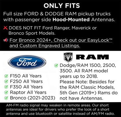 EcoAuto 50 Cal Bullet Antenna for Ford F150 F250 F350 & 50 CAL BULLET, Black