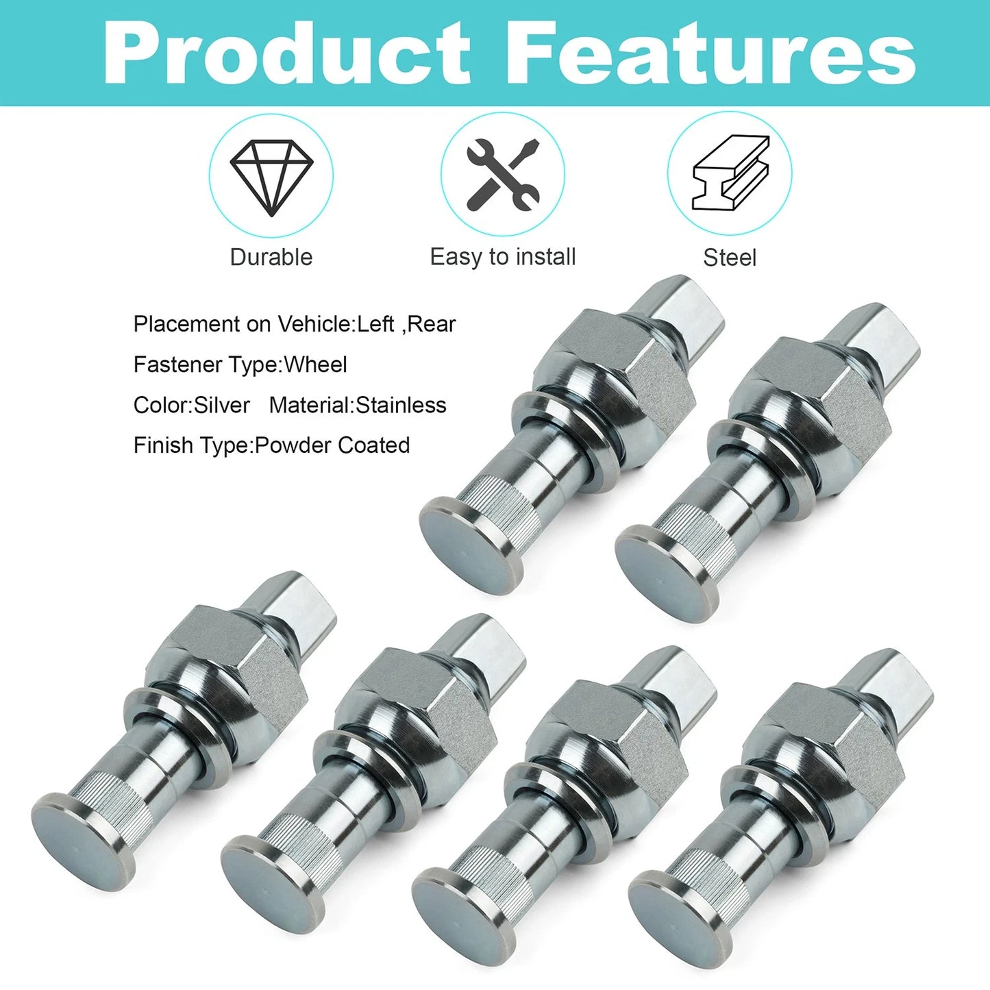 QTY 6-Wheel Nuts & Stud Kit Rear (LH) for ISUZU NPR NPR-HD NQR NRR 8-97147-614-2