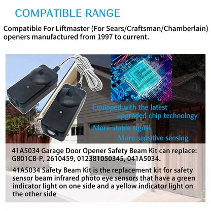 For Sears/Liftmaster Garage Door Safety Sensor 2610459 Universal Compatibility