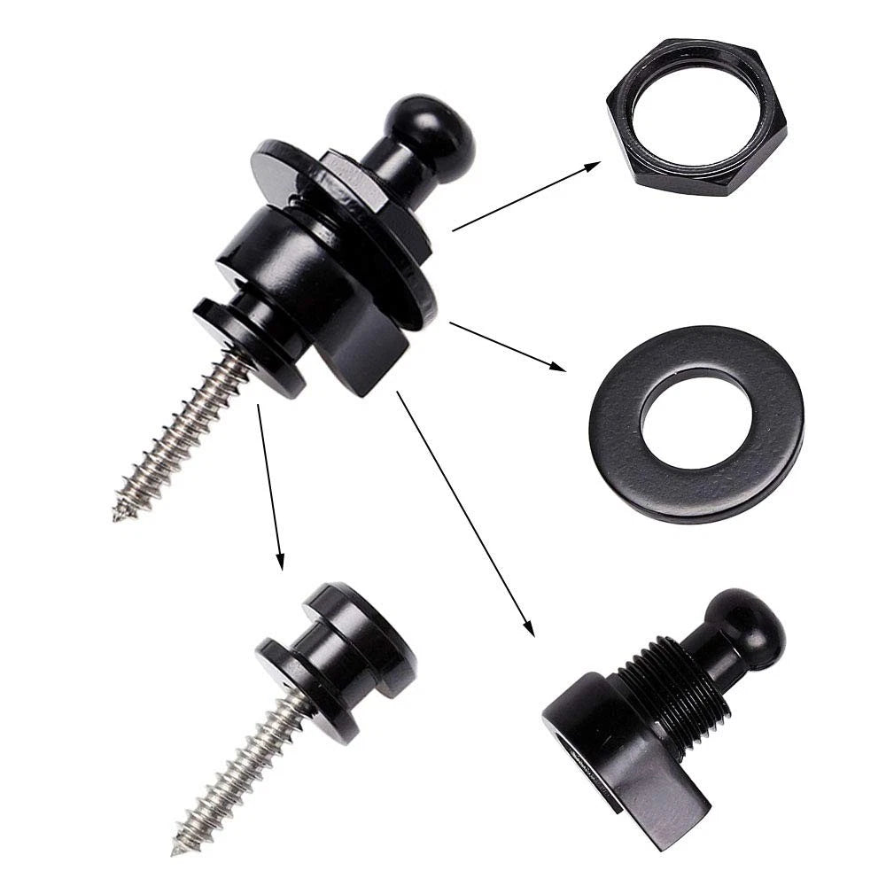 Wolfride 4 PCS Guitar Strap Locks and Buttons Security Quick Release Black a
