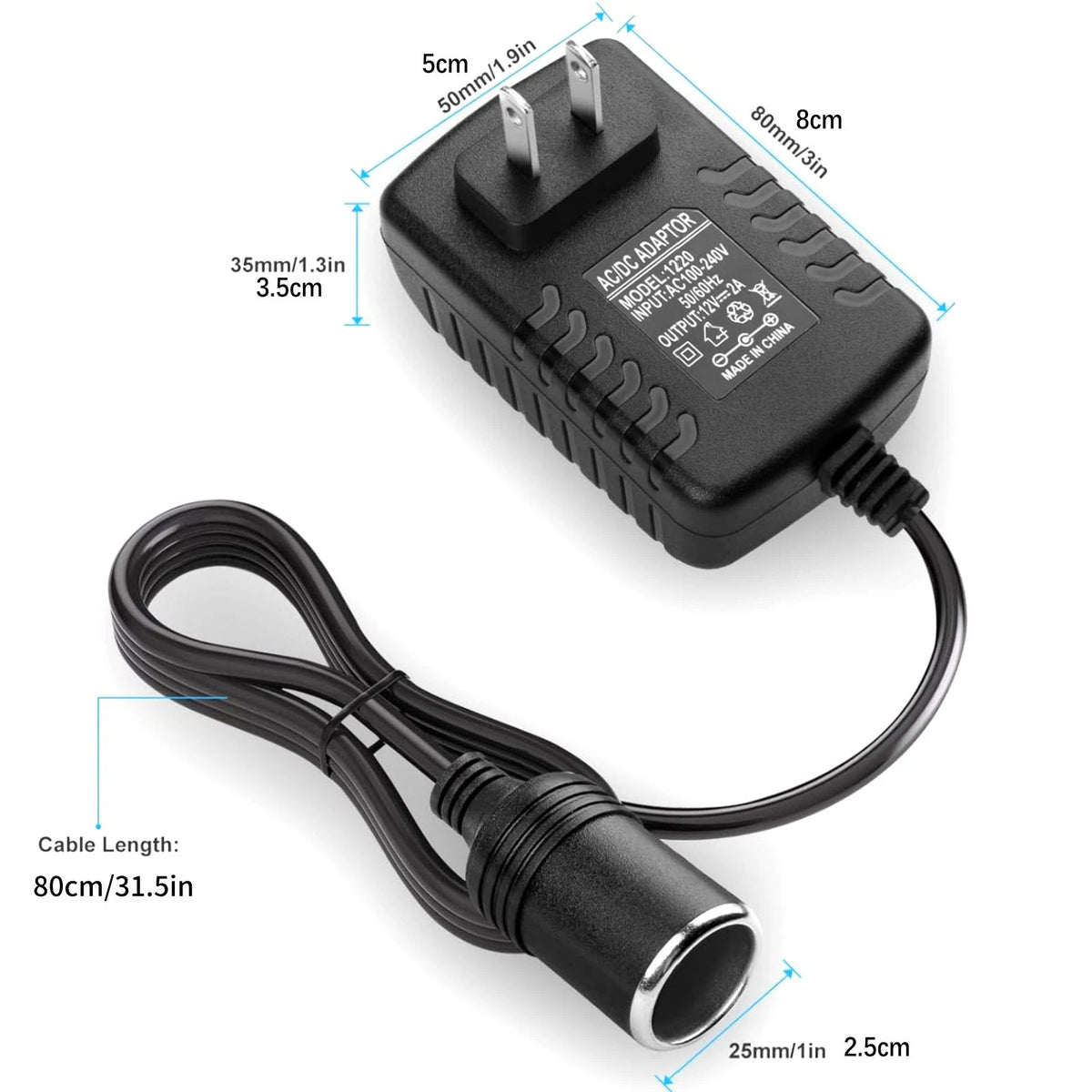 1PCS Car Cigarette Lighter Converter Equipped With LED Charging Indicator