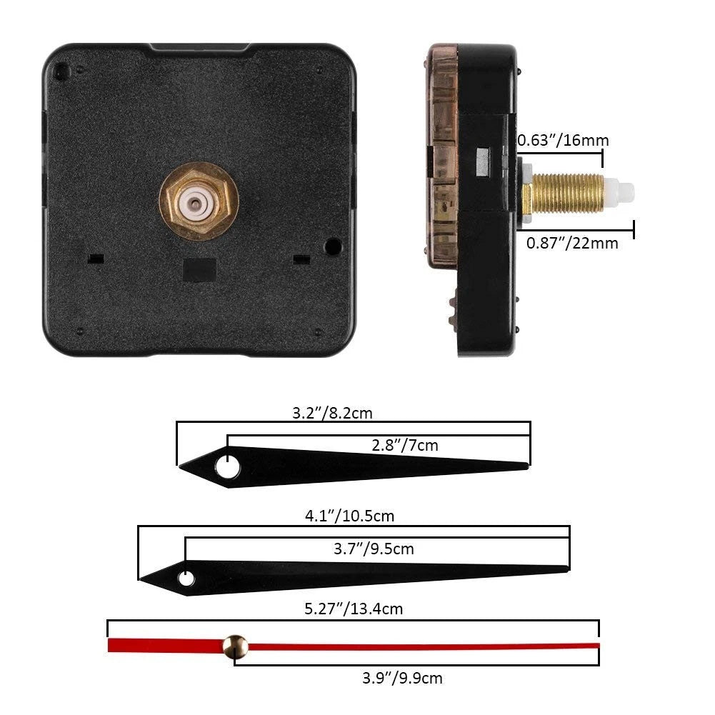 Petift Hands Quartz Wall Clock Movement Mechanisms Battery Small, Black