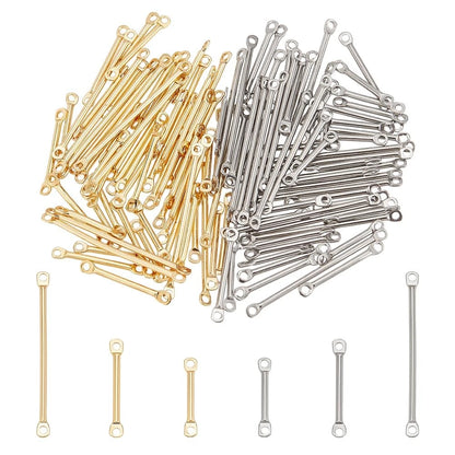PH PandaHall 120pcs Earring Links Connectors 3 Golden & Stainless Steel Color