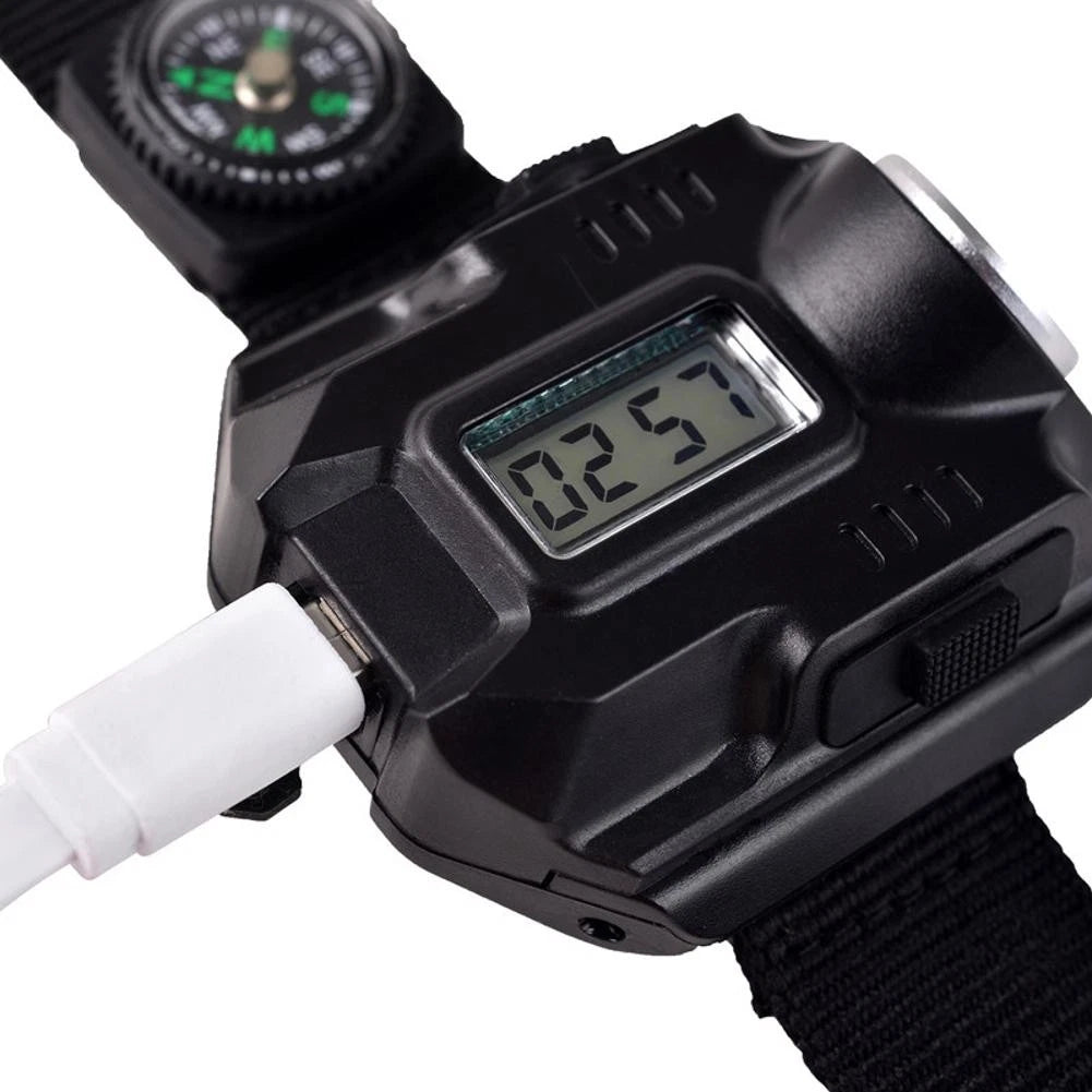 Flashlight LED Torch Compass Tactical LED Rechargeable Outdoor Sport Watch