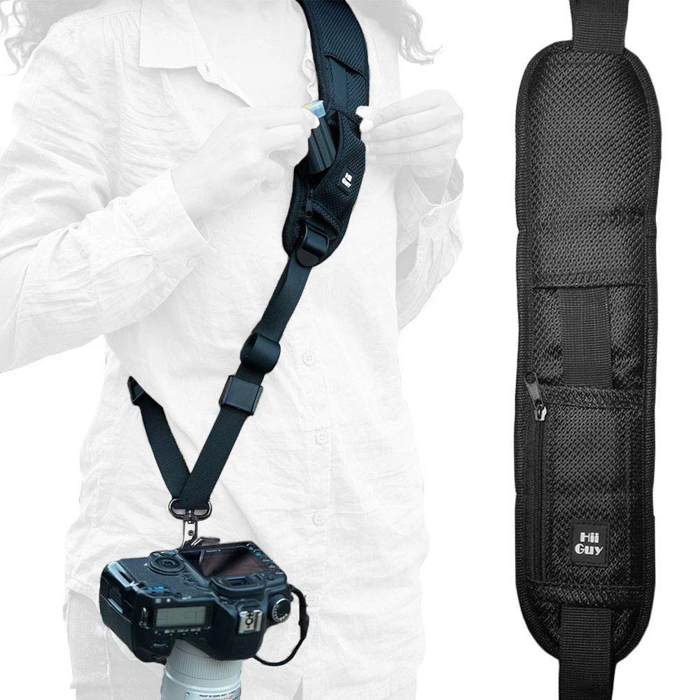 HiiGuy DSLR Camera Strap For Photographer – Extra Long (44 Inch), Black