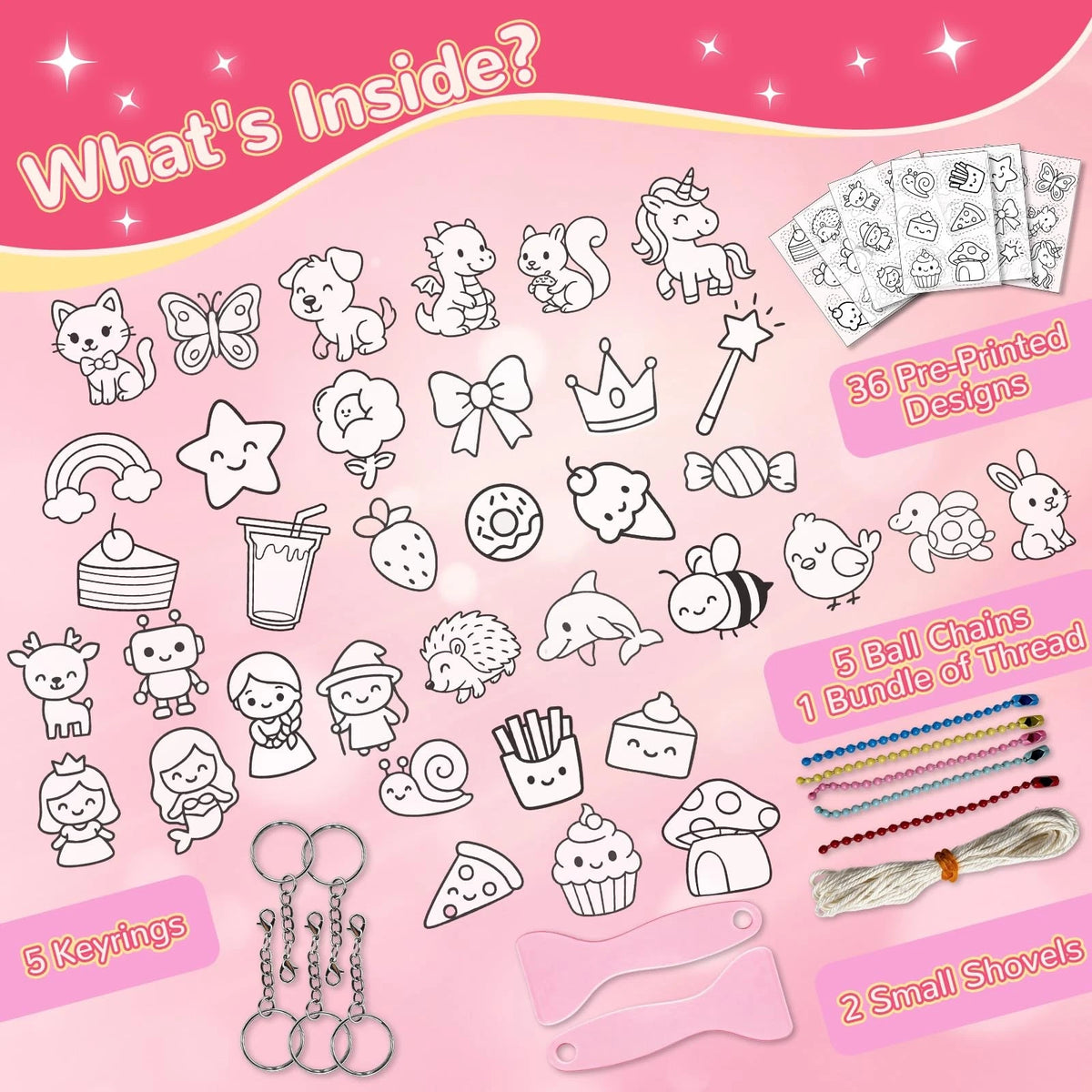 Family Pre-Cut Shrink Art Kit for 8.86*6.69*0.59 inches, Red And Pink