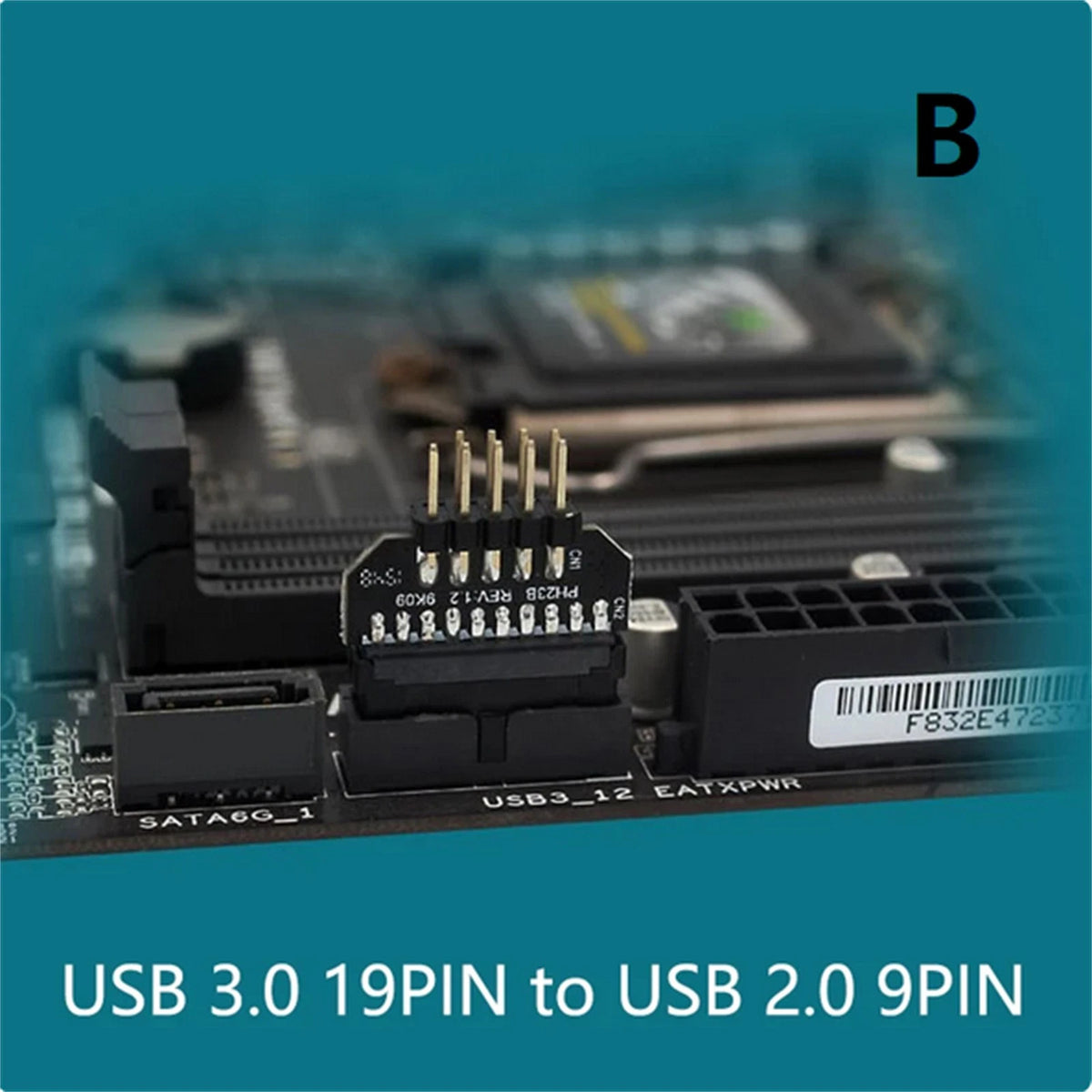 Black Panel Plug-in Adapter Computer Motherboard USB3.0 20pin To USB2.0 9pin,